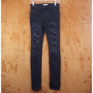 ALICE OLIVIA Womens Jeans Size 26 Black Wash Skinny Leg Distressed Torn Stretch